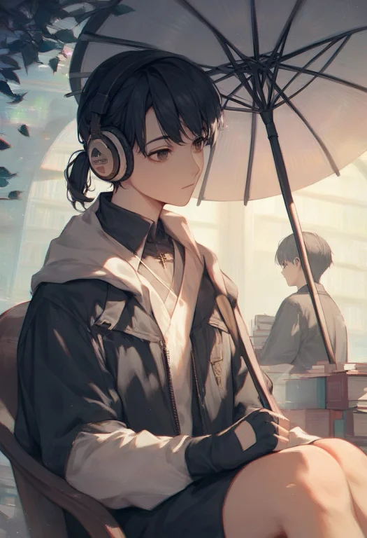 Score9, Score8up, Score7up, 1girl, 1boy, Short Hair, Black H...