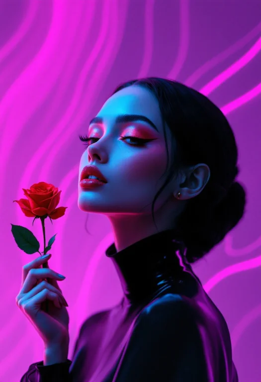 A Stunning Portrait Of A Beautiful Woman With A Serene Yet C...