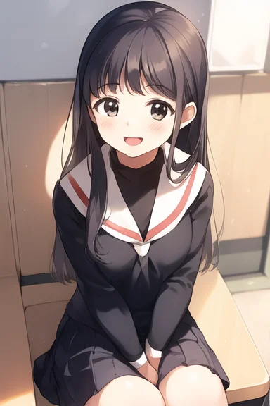 1girl,tomoyo,smile,school Uniform,singing,detailed Face,sitt...