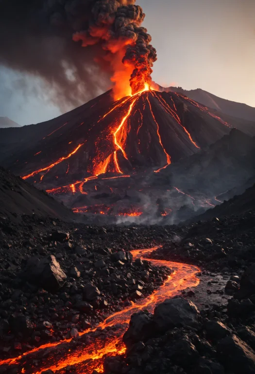 In The Heart Of A Volcanic Landscape, Our Fearless Explorer...