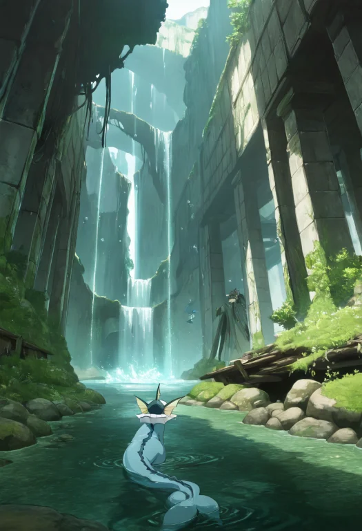 Masterpiece, Best Quality, Anime Screencap, Zzvaporeon, Swim...