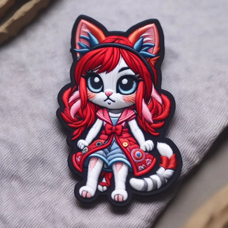 A 3d Chibi Anime Red Hair Cat Girl Wear Stitch Long Dresses...