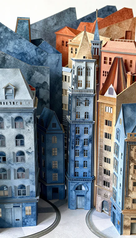 A Three-dimensional Papercraft Construction Of A Dense Citys...