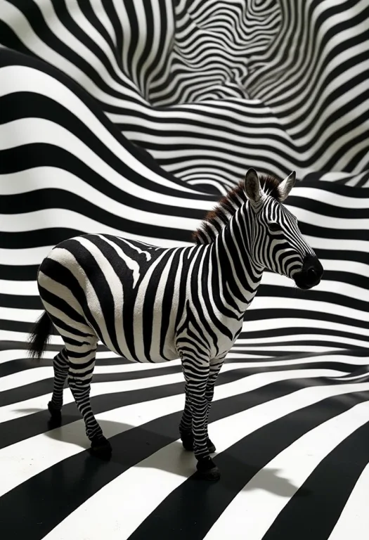 A Captivating Optical Illusion Of A Zebra Standing Against A...