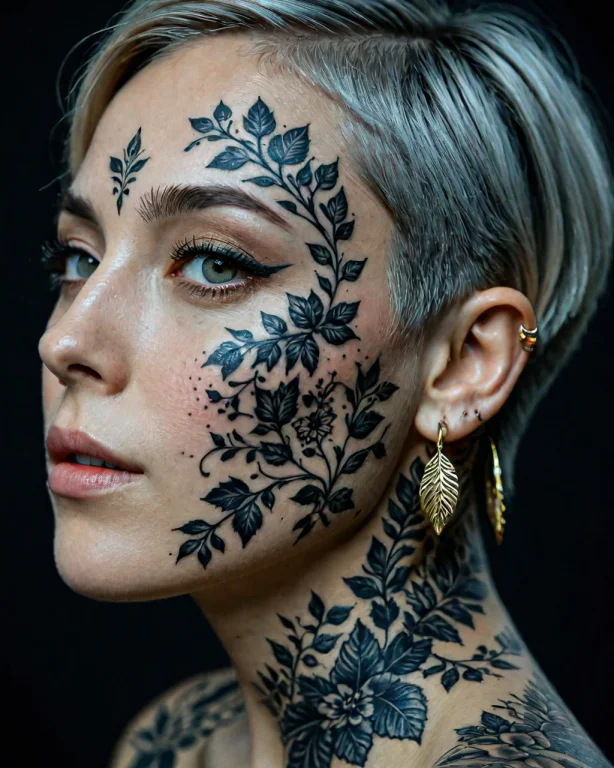 Breathtaking Cinematic Film Still Person With Floral Tattoos...