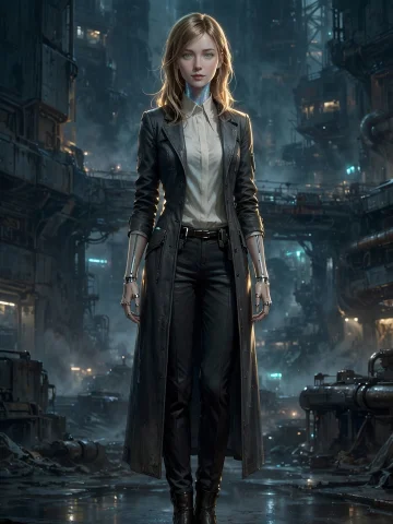 A Cinematic Full-body Portrait Of A Beautiful Female Android... — Stable Diffusion AI Prompt: A cinematic full-body portrait of a beautiful female android standing in a vast...