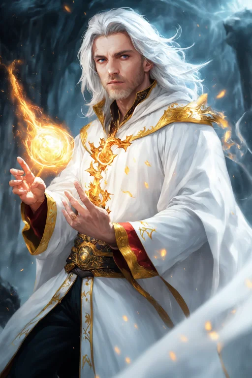 Photorealistic Photo Of A Handsome Young Male Wizard, White...