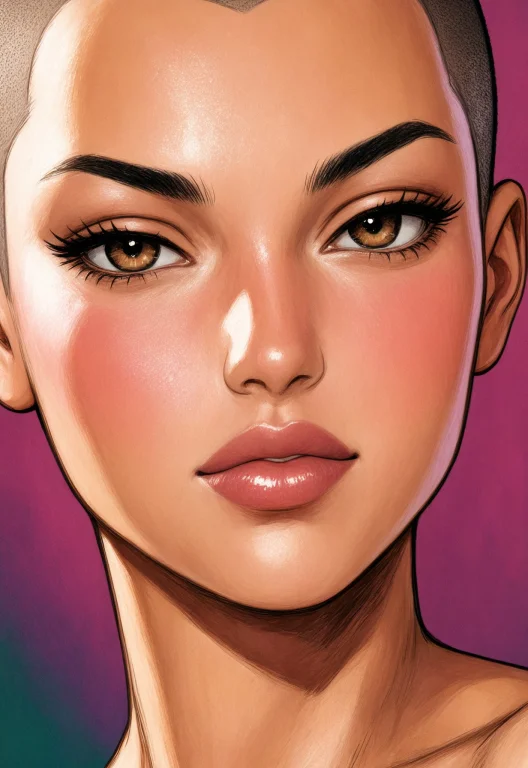 Woman Face Closeup, Buzz Cut, Natural Look, Ultra-detailed,...