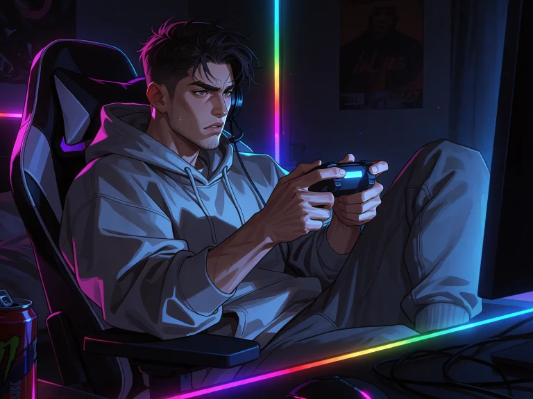 An Illustration Of A Young Man Sunk Deep Into A Reclined Gam...