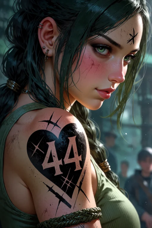 , A Heart 44 Tattoo On Left Shoulder, Jane Stiffened. The Im...