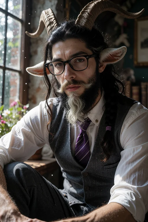 Masterpiece, Best Quality, Highres, 1man, Goat Horns, Goat E...