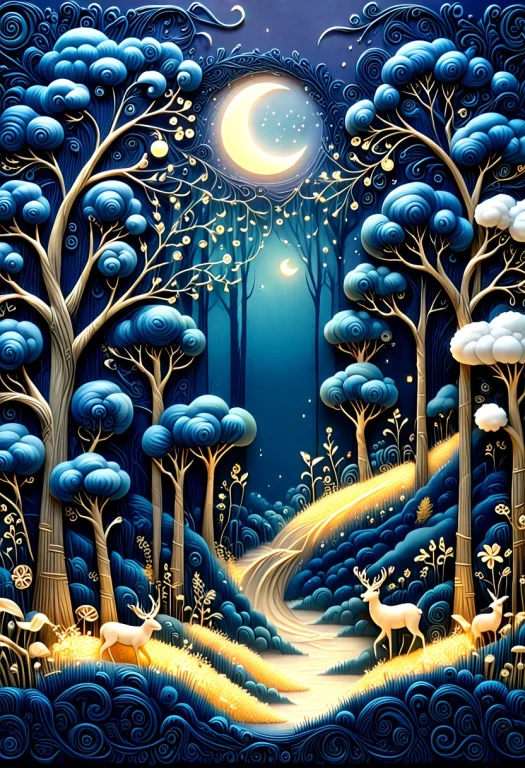 Wallpaper Style, Whimsical Storybook Illustration A Delicate...