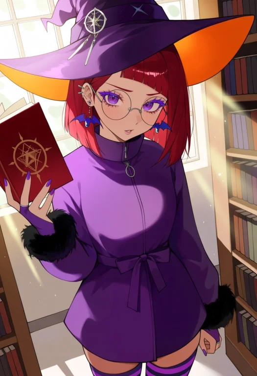 Masterpiece,best Quality1.2,sumkanima, 1girl, Red Hair,purpl...