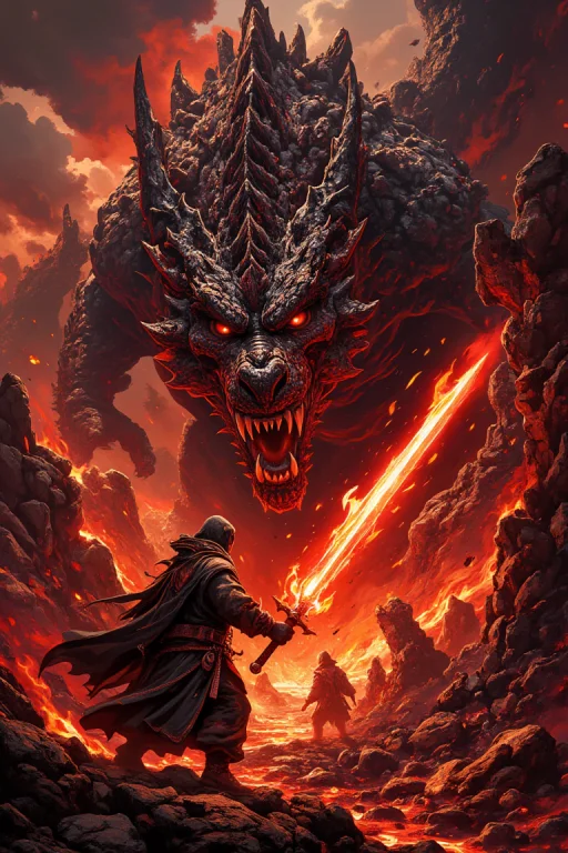 This Image Depicts A Dramatic And Fantastical Scene Featurin...