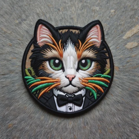Ral-embroideredpatch A Cute Embroidered Patch Of A Tuxedo Ca... — SDXL AI Prompt: ral-embroideredpatch A cute embroidered patch of a tuxedo cat face, simple vecto...