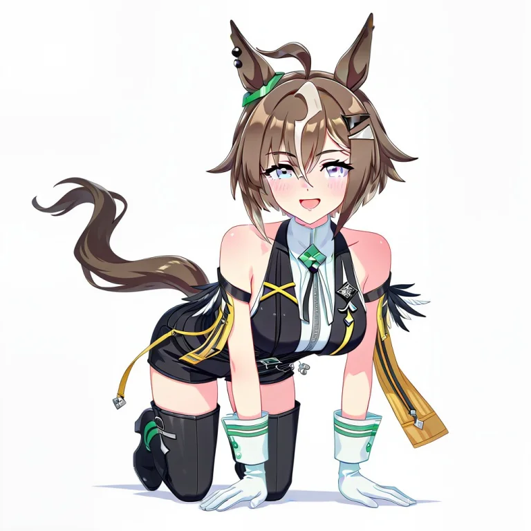 1girl, Ahoge, Allfours, Animalears, White Gloves, Rulership,...