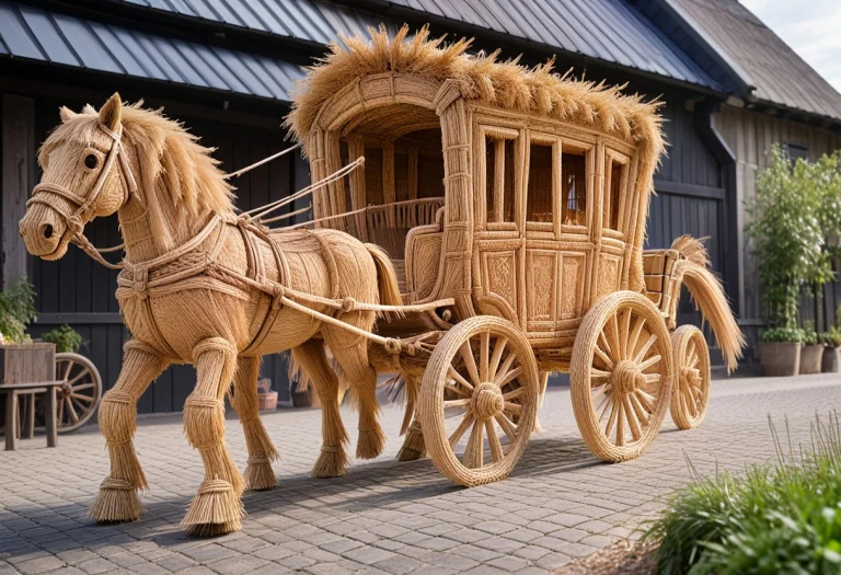 Horse-drawn Carriage Made Of Straw
