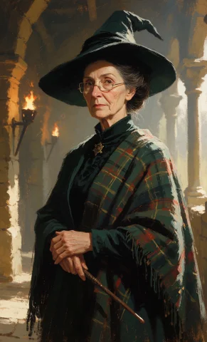 Elderly Witch Portrait — Stable Diffusion AI Prompt: Knee-length portrait of an elderly witch with a stern but kind face, sharp featu...