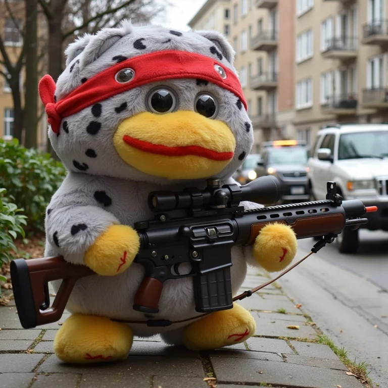Peepy Wearing A Bandana And Holding An Assult Rifle In An An...