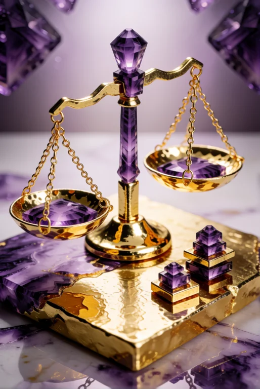Goldamethystworld, A Chemists Balance Of Polished Gold, Two...