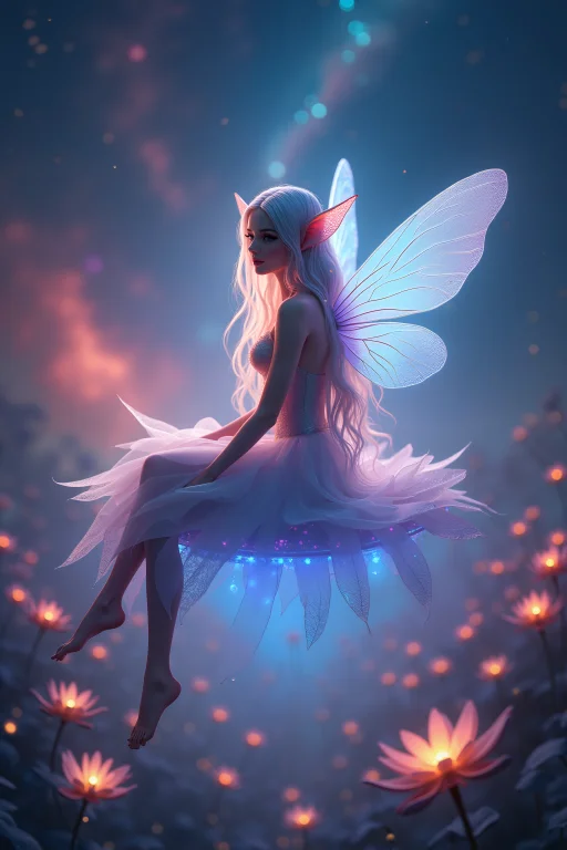 A Captivating Fantasy Elf Portrait Set In A Surreal, Floatin...
