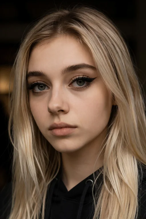 Close Up Portrait Of Rlystarr, Young Woman With Blonde Hair.