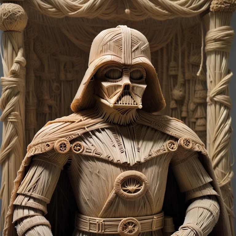 Darth Vader Bound Into A Macrame Of Straw. Detailed, Dynamic...