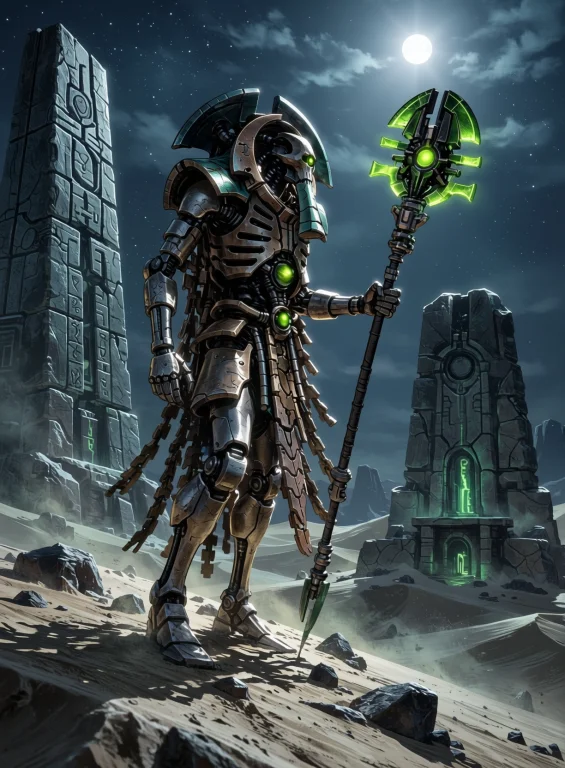 Necroncryptek, Side-profile View Of A Single Tall Narrow Nec...
