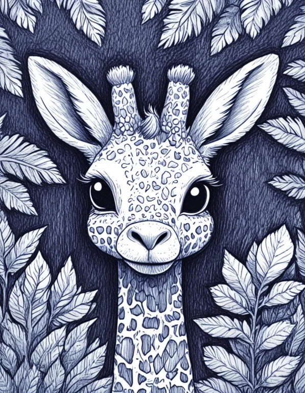 Novuschroma42 Style Bunny Giraffe Ballpoint Pen Drawing Lora...