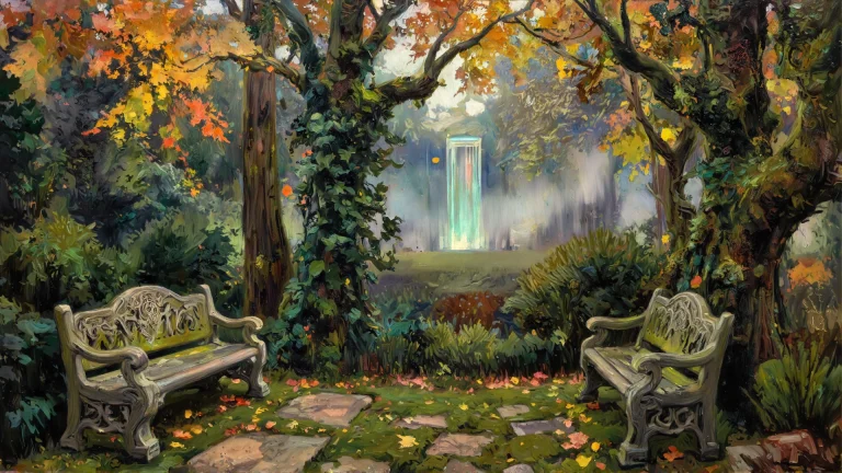 A Secluded, Magical Garden Nook Is Rendered In The Style Of...