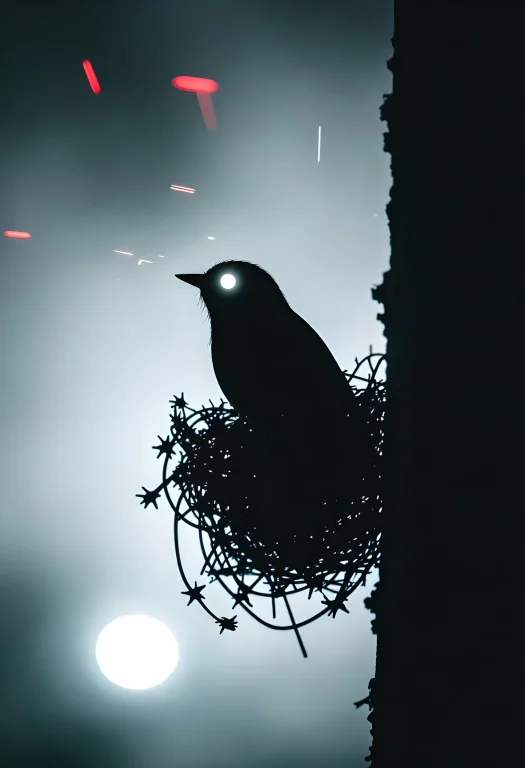 The Minimalistic Outline Of A Small And Fragile Bird Filled...