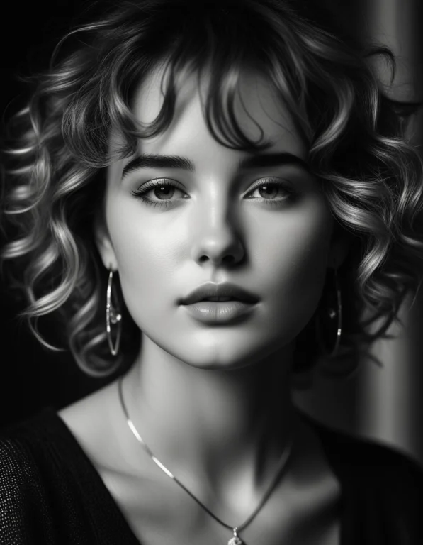 Smooth Quality , A High-contrast Black And White Portrait Of...