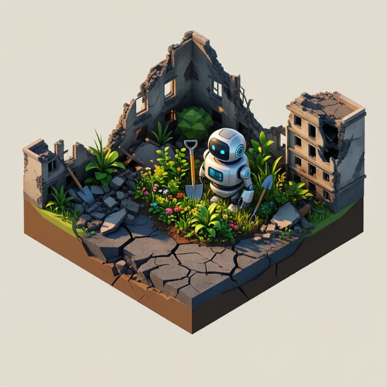 Generate An Image Depicting A Serene, War-torn Landscape Whe...