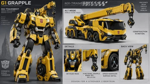 G1 Grappelgrapple A Great Yellow And Black Cybertronian Arch... — Stable Diffusion AI Prompt: G1 Grappel/Grapple a great yellow and black Cybertronian architect with the MX-T...