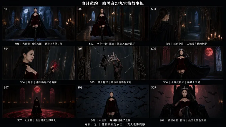 这个角色穿着红色的汉服在深夜的池塘边，国风美学，光线十分柔美...