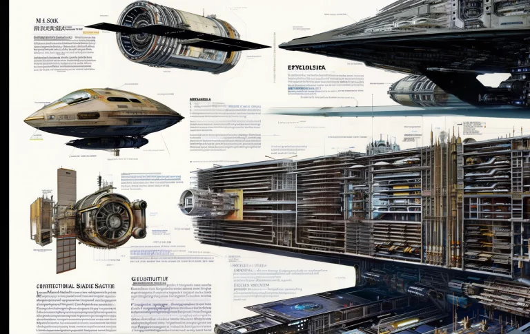 Encyclopedia Illustration Space Station Side View Constructi...