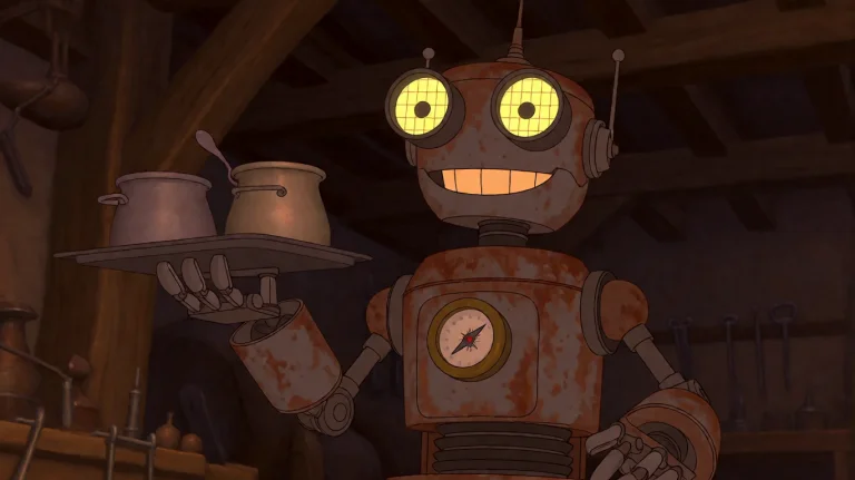Trsrplnt2002, A Small, Rusty Robot With Glowing Yellow Grid-...