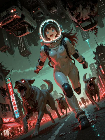 Character Jg02, Satoori. She Wears A Detailed Futuristic Spa... — Stable Diffusion AI Prompt: character JG02, Sato_Ori. She wears a detailed futuristic spacesuit. Long brown...