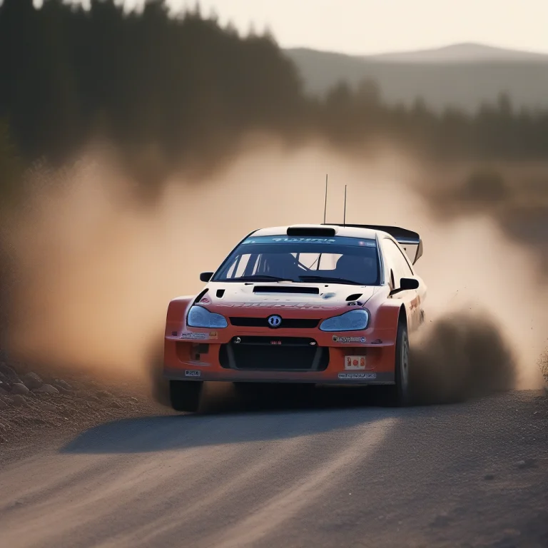 A Rally Car Mid-drift On A Gravel Road, Physically Based Ren...