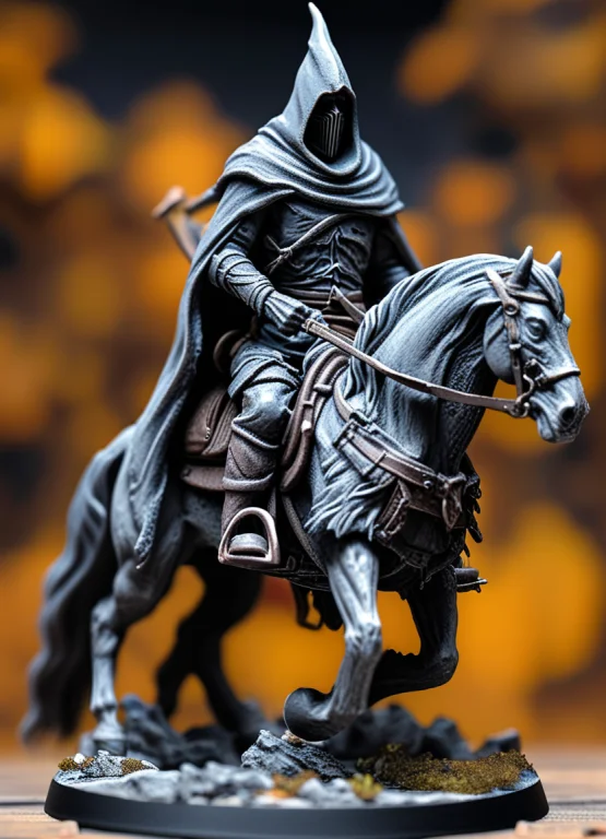 Full Body Shot Of Tabletop Painted Miniature Of Nazgul On A...