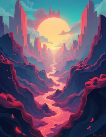 A Cool Image Of An Impossible Landspace With Some Nice Depth... — FLUX AI Prompt: a cool image of an impossible landspace with some nice depth of field and dramat...