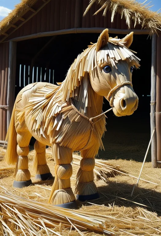 Masterpiece, Best Quality, Absurdres, No Humans, Straw Horse...