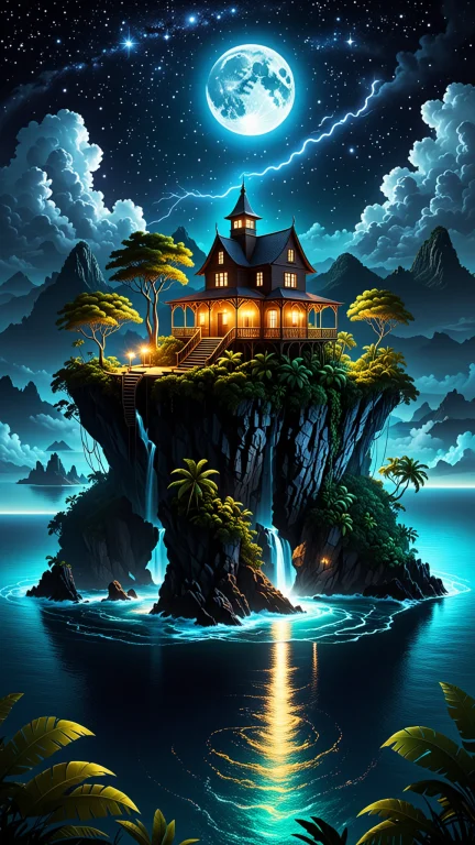 Isolated Tiny Island At The Middle Of The Ocean With An Extr...