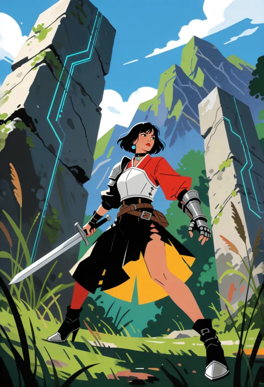 A Stylized Illustration Blending Semi-realistic Character De...