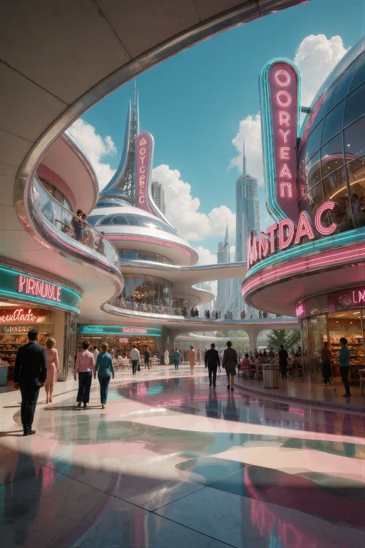 Retrofuturismbymrjohn, A Grand Retro-futuristic Shopping Pla...