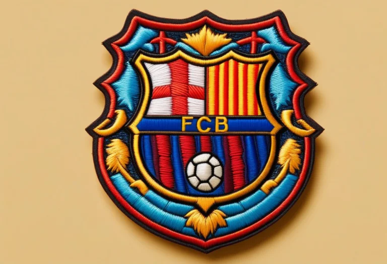 Escudo Bordado Del Futbol Club Barcelona, Cosido Sobre Fondo...
