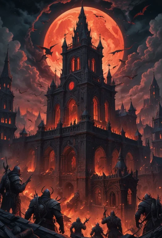 Polarized, At Night, Roof Of Ancient Church, Burning City, R...