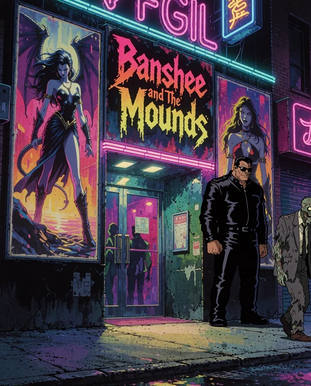 Anime Illustration, Cinematic Shot Of A Vibrant Nightclub En...