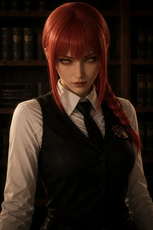A Photorealistic Portrait Of Makima From Chainsaw Man, Cinem...