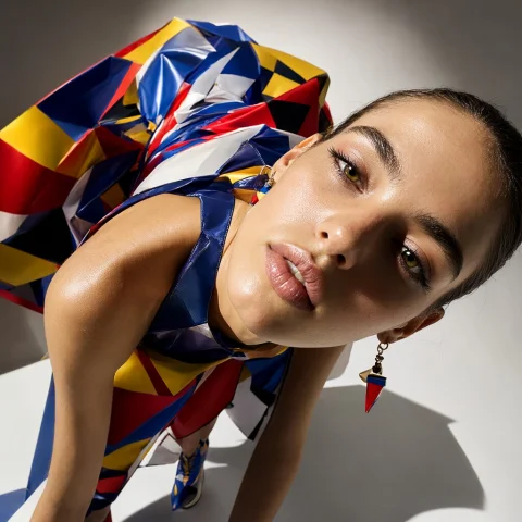 Dramatic Dutch Angle, Extreme Foreshortening. An Avant-garde... — Stable Diffusion AI Prompt: Dramatic dutch angle, extreme foreshortening. An avant-garde fashion model in a...